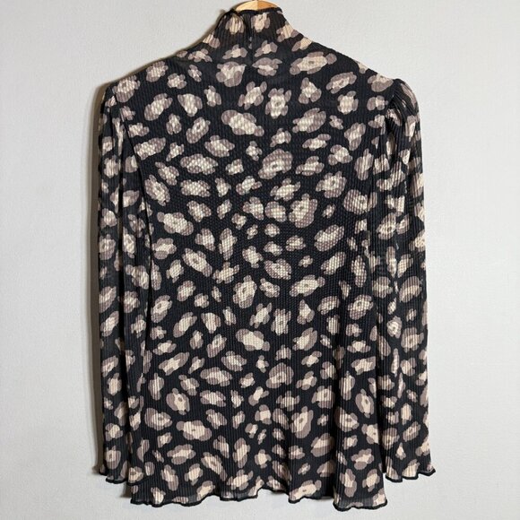 W5 Anthropologie Leopard Print Mock Neck Mesh Blouse Top Women's Large Career - Picture 9 of 12